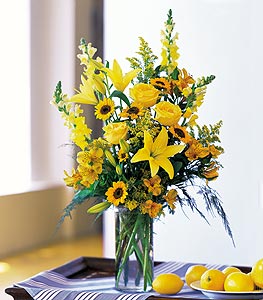 Valentines Day Assorted Yellow Vase